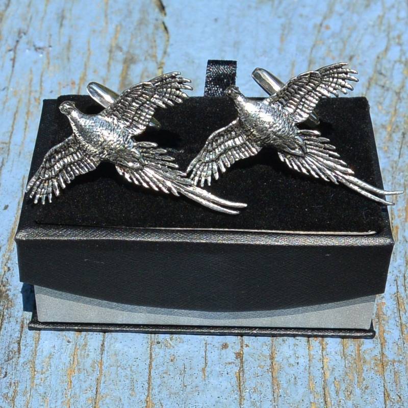 Fasan-Manschettenknöpfe, Jagd-Manschettenknöpfe, Handgefertigt Aus Zinn von HighCountryPewter