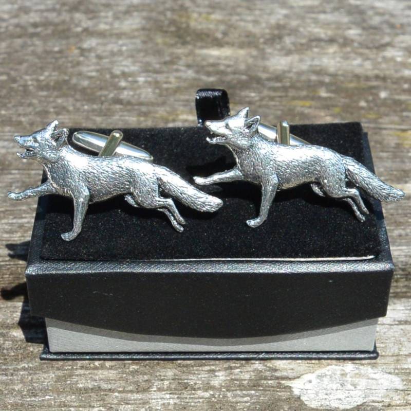 Fuchs-Manschettenknöpfe, Handgefertigt Aus Zinn. Hergestellt in Frankreich Von Les Étains De Jumilhac von HighCountryPewter