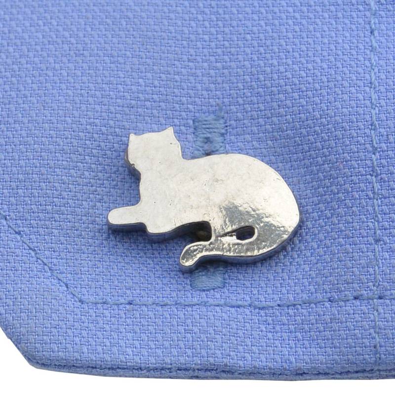 Liegende Katze Manschettenknöpfe, Handgefertigt Aus Deutschem Zinn Von William Sturt von HighCountryPewter