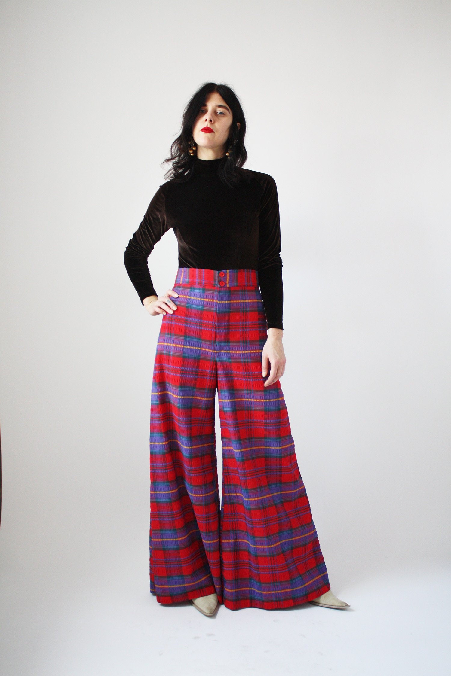 90Er Jahre Samt Bodysuit, Stehkragen Langarm - Vintage von HighHorseVintageShop