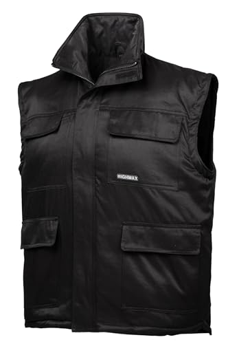 HighMax Weste Arbeitsweste Winterweste Funktion viele Taschen Beaver Fleece wattiert wasserabweisend atmungsaktiv Schwarz HM-2045A (L) von HighMax