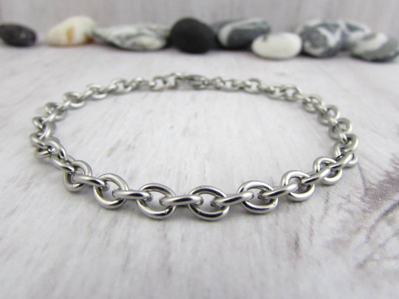 Ankerkette Dickes Edelstahl Fußkettchen - Layering Armband 4, 5 Mm Ketten Silber Zierliches von HighPassBodyJewelry