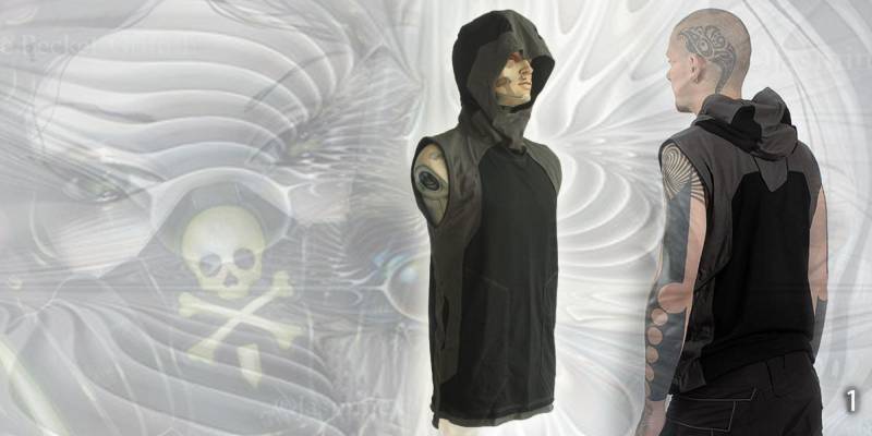 Fusion Hoodie, T-Shirt Ohne Ärmel ~ Alternative Festival Cybertrance Psytrance Pullover - Psywear Kleidung von HighTribe