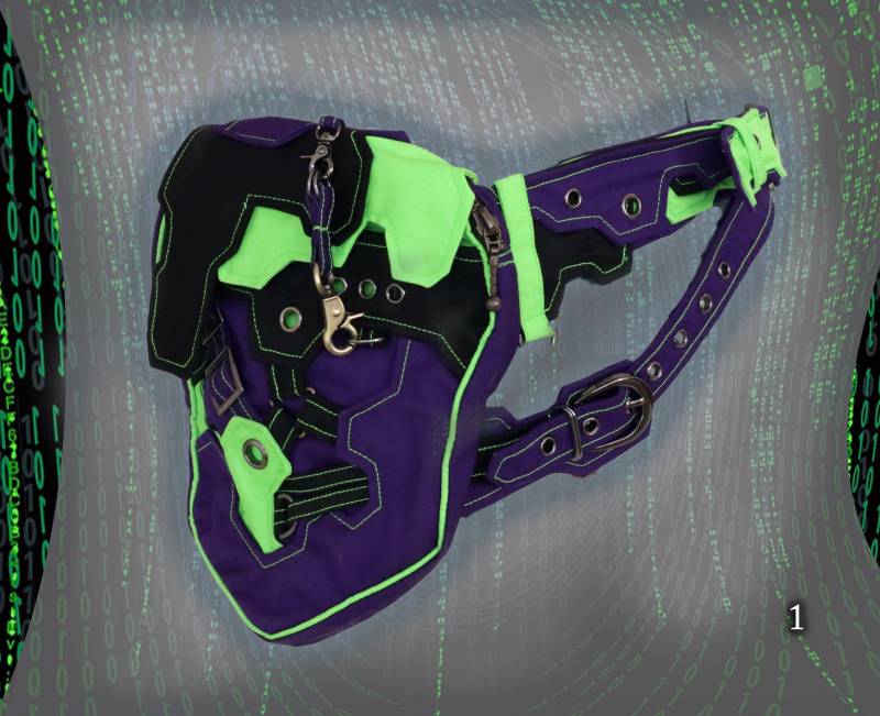 Matrix Gürtel - Uv Neon Reaktiver Cyber Psytrance Taschengürtel, Herren Fluoreszierendes Edm Festival Hüfttaschen-Outfit von HighTribe