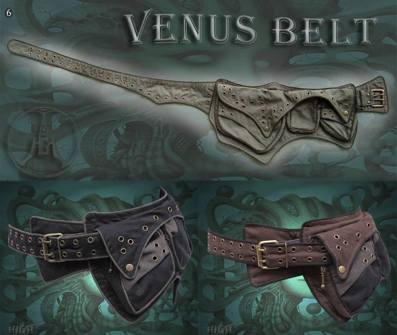 Venus Gürtel - Multi Reißverschluss Tasche Psytrance Doof Festival Hüftgürtel Mit Ösen von HighTribe