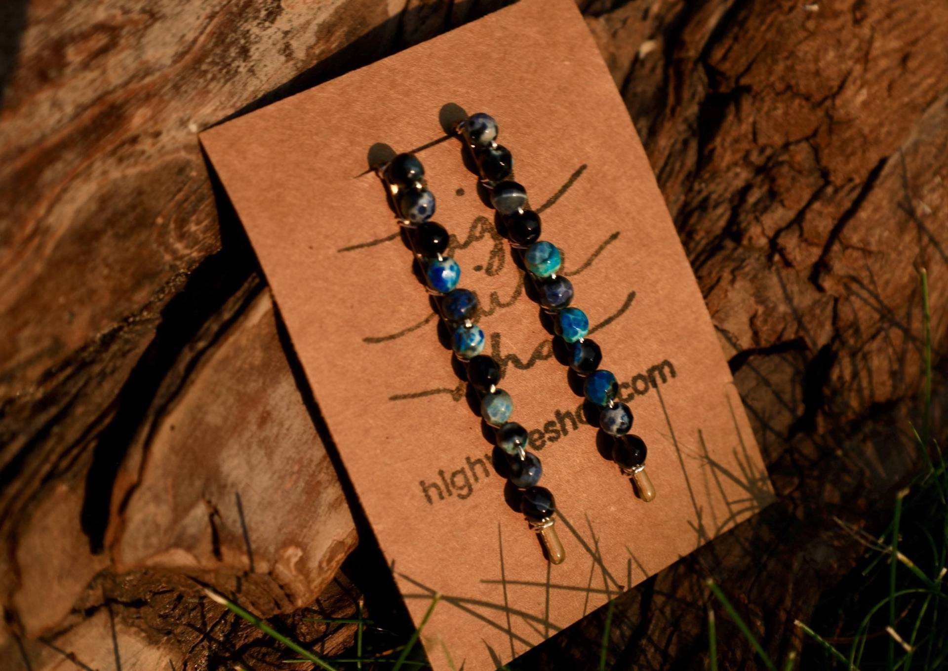 Blaue Achat Perlen Bobby Pins Blaue Achat Perlen Bobby Pins von HighWireShop