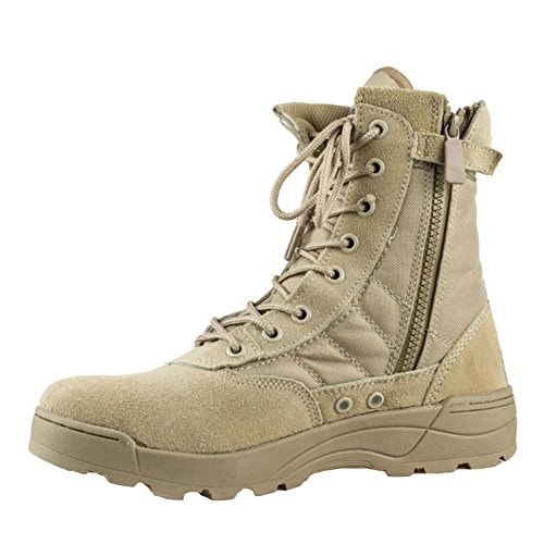 Highdas Herren Outdoor Boots Army Stiefel - High Worker Boots Einsatzstiefel Kampfstiefel Wanderschuhe Combat Boots Leinenschuhe Tactical Schuhe Braun 39 von Highdas