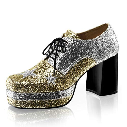 Funtasma Herren Plateauschuhe Glamrock-02 Silber/Gold 48 von Higher Heels