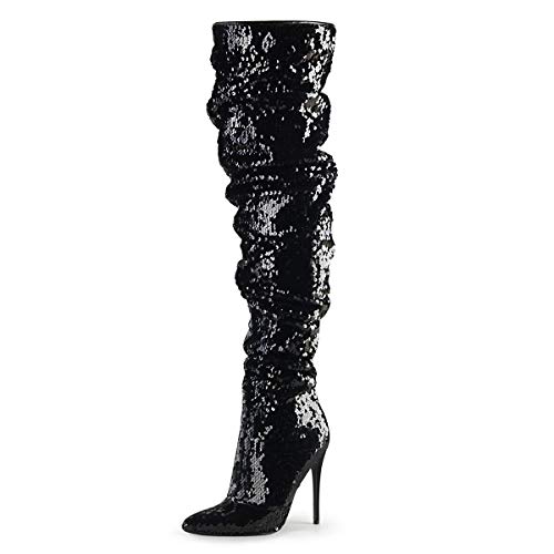 Higher-Heels PleaserUSA Damen Overknee Stiefel Courtly-3011 schwarz Gr.43 von Higher-Heels