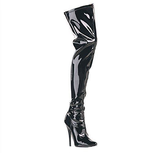 Higher-Heels PleaserUSA Overknee-Stiefel Domina-3000 Lack schwarz Gr. 40 von Higher-Heels