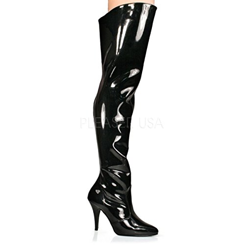 Higher-Heels PleaserUSA Overknee-Stiefel Vanity-3010 Lack schwarz Gr. 43 von Higher-Heels