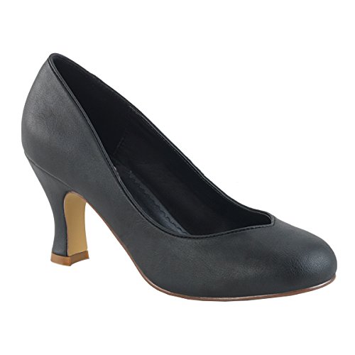 Pinup Couture Damen Pumps Flapper-40 Mattschwarz Gr.37 von Higher Heels