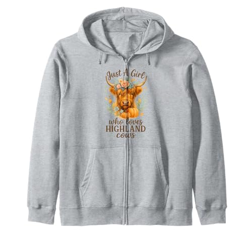 Highland Cow Lover – Just a Girl Watercolor Fall Floral Kapuzenjacke Highland Cow Lover – Just a Girl Watercolor Fall Floral Kapuzenjacke von Highland Cow Gifts Co.