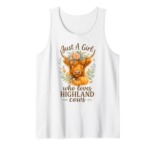 Highland Cow Lover – Just a Girl Watercolor Fall Floral Tank Top Highland Cow Lover – Just a Girl Watercolor Fall Floral Tank Top von Highland Cow Gifts Co.