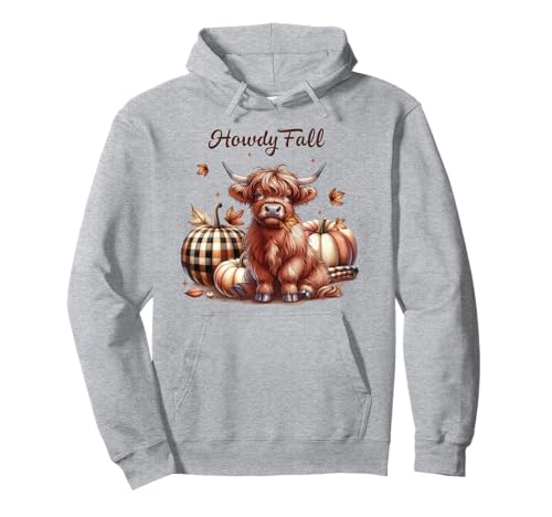 Highland Cow Herbst Kürbisse Buffalo Plaid Howdy Fall Damen Pullover Hoodie von Highland Cow Land of NYC