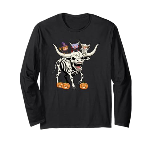 Highland Cow Skelett Mama Hexe Halloween Kinder Herren Damen Langarmshirt Highland Cow Skelett Mama Hexe Halloween Kinder Herren Damen Langarmshirt von Highland Cow Lover Cute Halloween Outfits Boy Girl