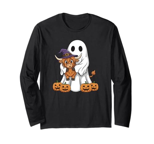 Lustiger Geist Hochlandkuh Kürbis Halloween Kinder Herren Damen Langarmshirt Lustiger Geist Hochlandkuh Kürbis Halloween Kinder Herren Damen Langarmshirt von Highland Cow Lover Cute Halloween Outfits Boy Girl