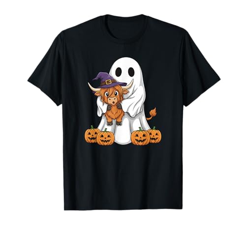 Lustiger Geist Hochlandkuh Kürbis Halloween Kinder Herren Damen T-Shirt Lustiger Geist Hochlandkuh Kürbis Halloween Kinder Herren Damen T-Shirt von Highland Cow Lover Cute Halloween Outfits Boy Girl