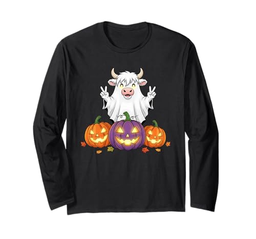 Highland Cow Ghost Pumpkin Boo Halloween Kinder Herren Damen Langarmshirt Highland Cow Ghost Pumpkin Boo Halloween Kinder Herren Damen Langarmshirt von Highland Cow Lover Halloween Ghost Pumpkin Outfits