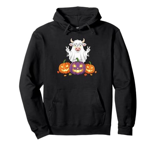 Highland Cow Ghost Pumpkin Boo Halloween Kinder Herren Damen Pullover Hoodie Highland Cow Ghost Pumpkin Boo Halloween Kinder Herren Damen Pullover Hoodie von Highland Cow Lover Halloween Ghost Pumpkin Outfits