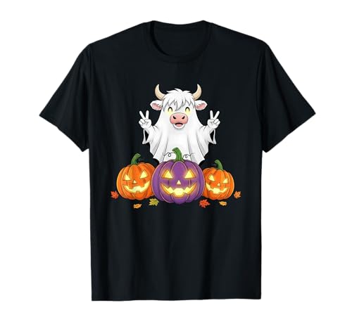 Highland Cow Ghost Pumpkin Boo Halloween Kinder Herren Damen T-Shirt Highland Cow Ghost Pumpkin Boo Halloween Kinder Herren Damen T-Shirt von Highland Cow Lover Halloween Ghost Pumpkin Outfits