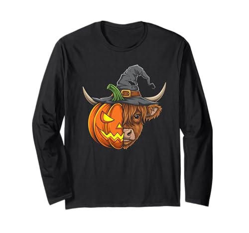 Highland Cow Pumpkin Jack O Lantern Halloween Herren Damen Langarmshirt Highland Cow Pumpkin Jack O Lantern Halloween Herren Damen Langarmshirt von Highland Cow Lovers Halloween Pumpkin Outfits