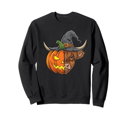 Highland Cow Pumpkin Jack O Lantern Halloween Herren Damen Sweatshirt Highland Cow Pumpkin Jack O Lantern Halloween Herren Damen Sweatshirt von Highland Cow Lovers Halloween Pumpkin Outfits