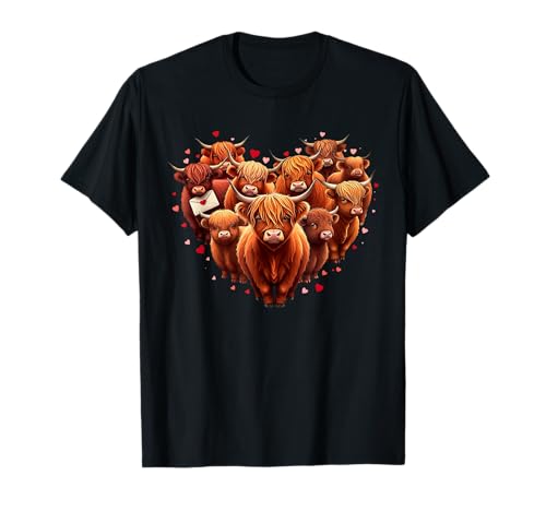 Highland Cow Heart Valentine Highland Cow Damen Herren Kinder T-Shirt von Highland Cow Lovers Valentine Costume Women Men