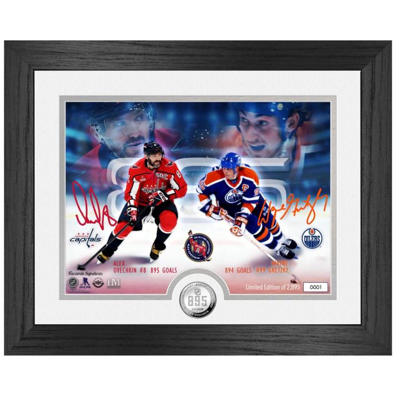 Alex Ovechkin & Wayne Gretzky NHL 895 Goals Record Bild von Highland Mint
