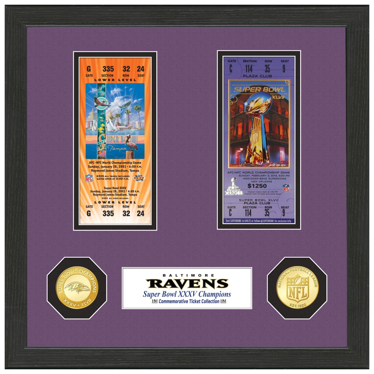 Baltimore Ravens Super Bowl Championship Ticket Coin Bild von Highland Mint