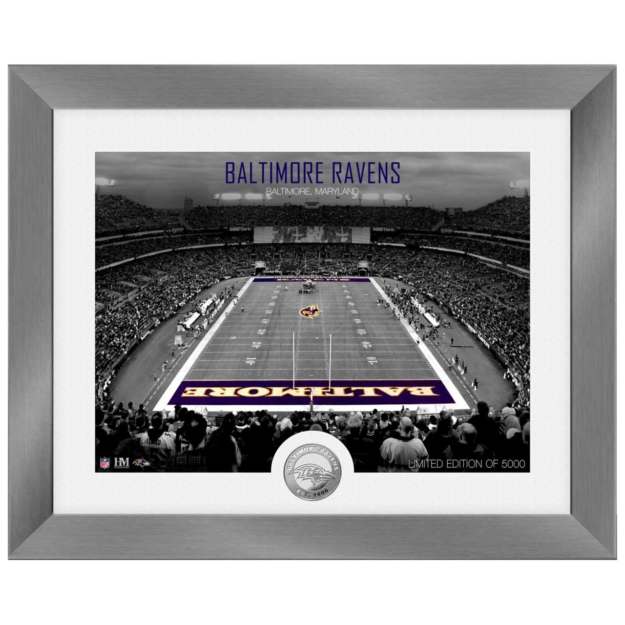 Baltimore Ravens NFL Stadion Silber Coin Bild 40x33cm von Highland Mint