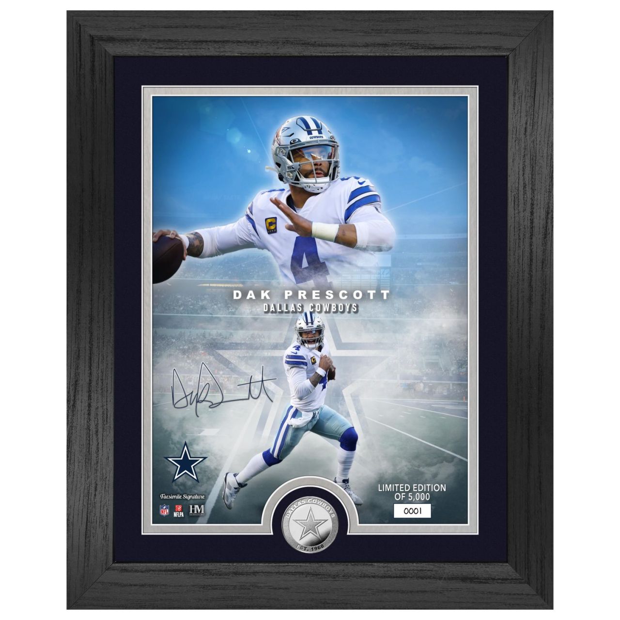 Dak Prescott Dallas Cowboys NFL Signature Coin Bild von Highland Mint