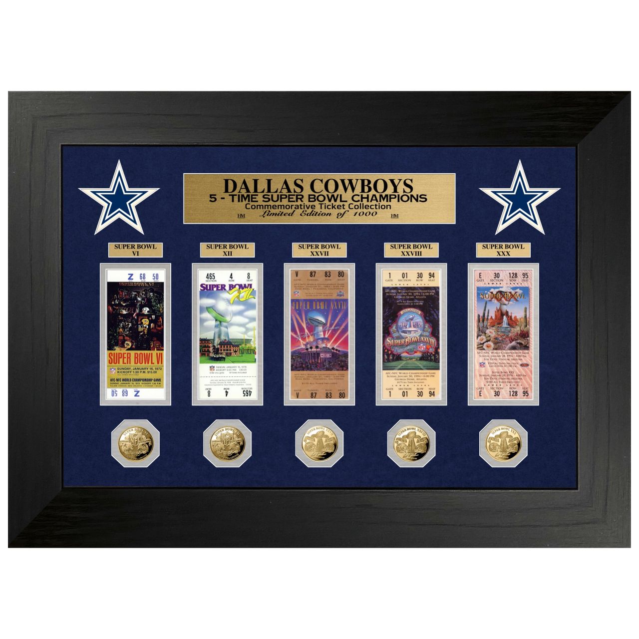 Dallas Cowboys Super Bowl Deluxe Gold Coin Ticket Bild von Highland Mint