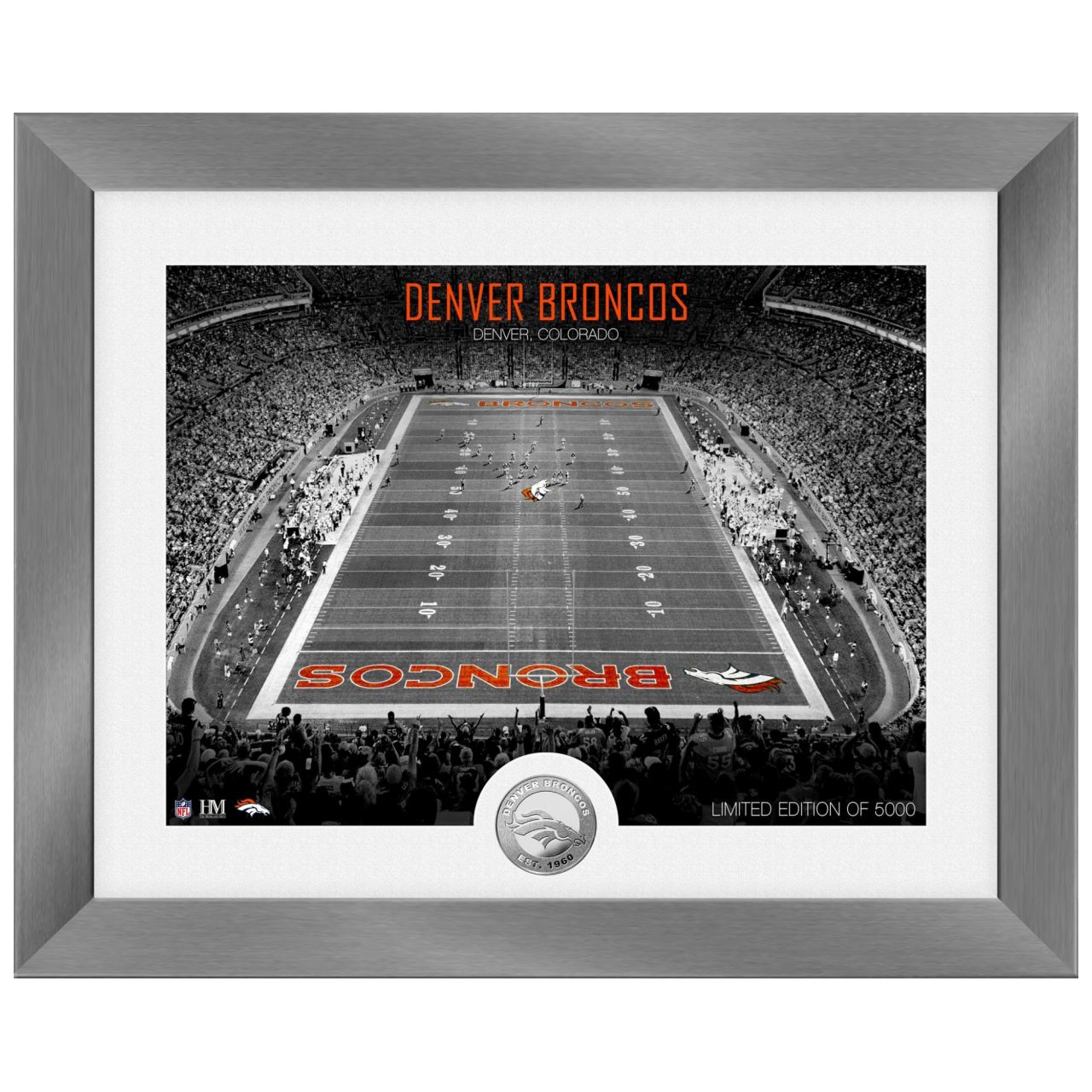 Denver Broncos NFL Stadion Silber Coin Bild 40x33cm von Highland Mint