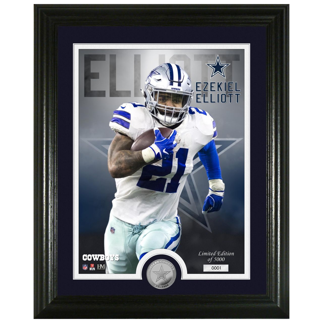 Ezekiel Elliott Dallas Cowboys NFL Signature Coin Bild von Highland Mint