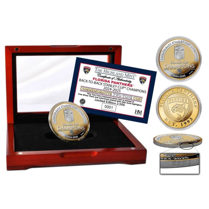 Florida Panthers 2025 NHL Champs Gold Coin (39mm) Box von Highland Mint