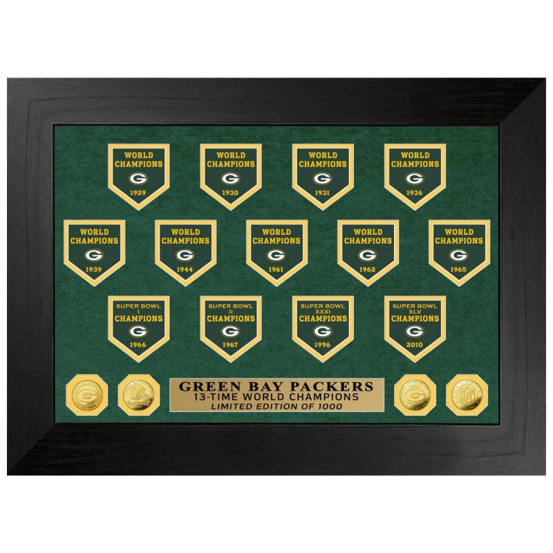 Green Bay Packers 13x Champions Deluxe Banner Coin Bild von Highland Mint