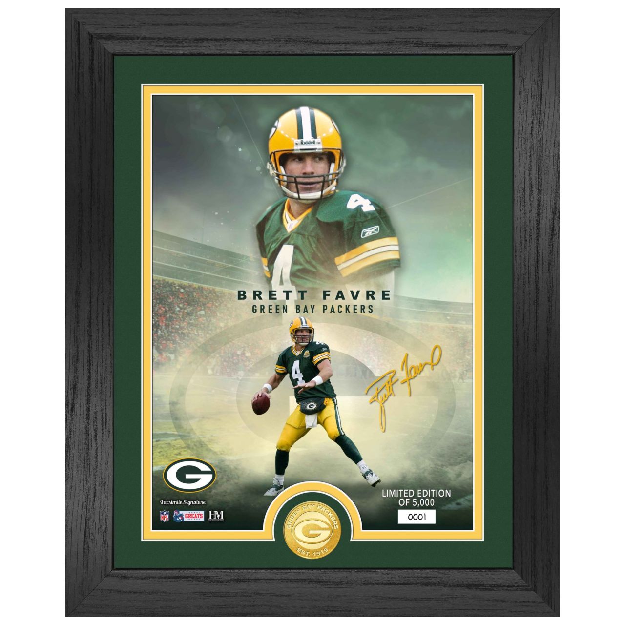 Green Bay Packers Brett Favre NFL Legends Coin Bild von Highland Mint