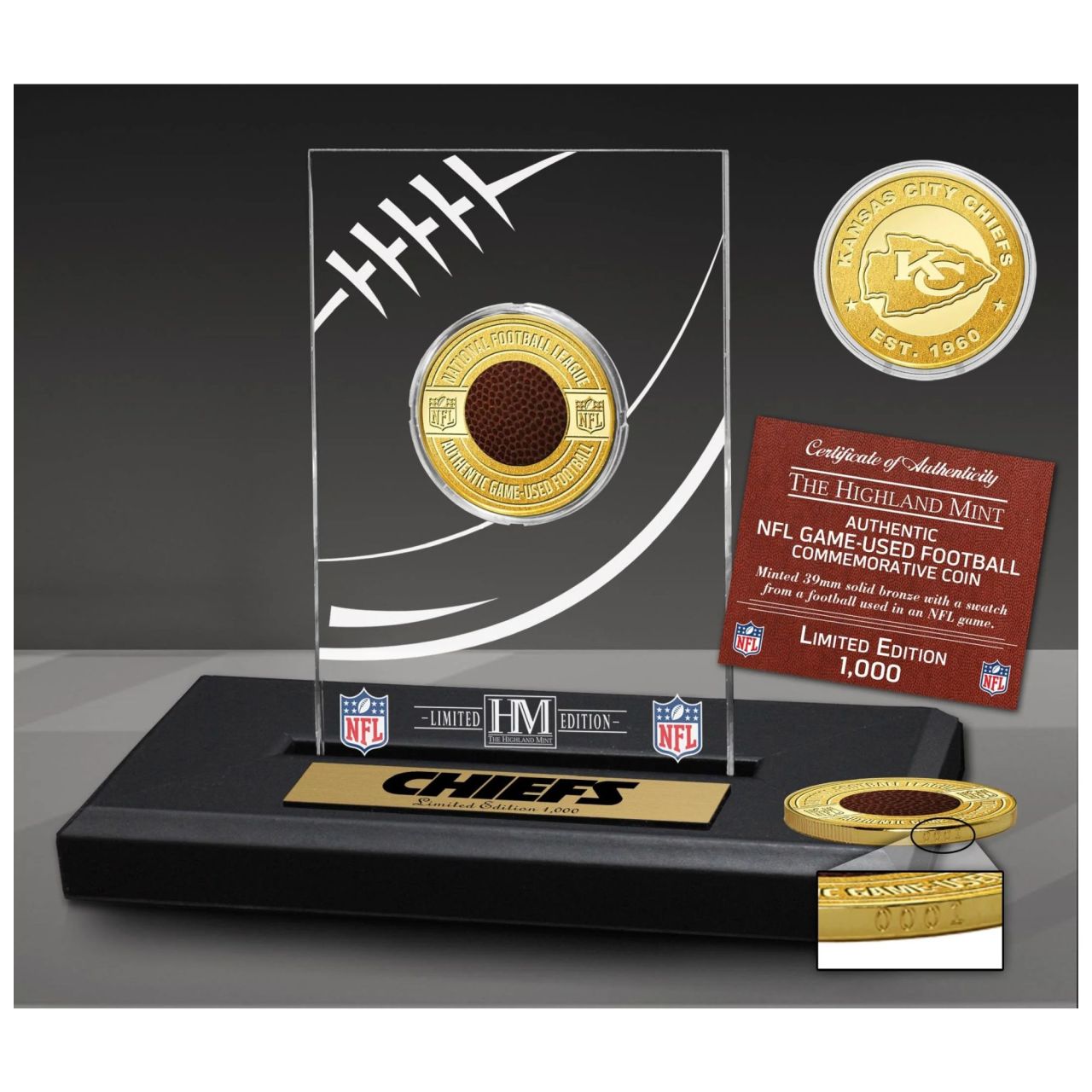Kansas City Chiefs NFL Game Used Coin Display von Highland Mint
