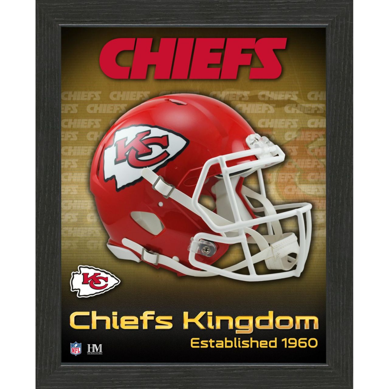 Kansas City Chiefs NFL Helmet Frame Logo Bild 28x23cm von Highland Mint