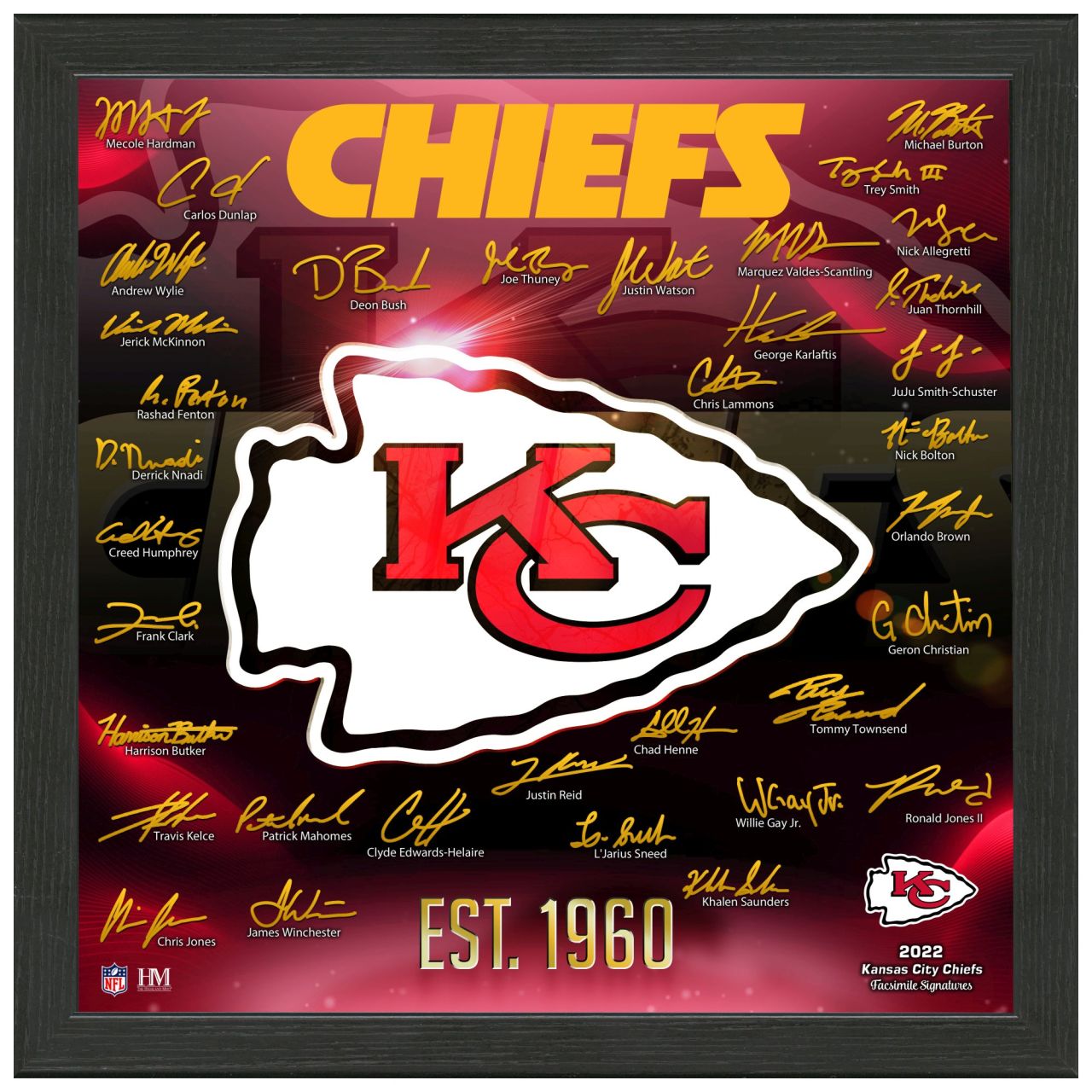 Kansas City Chiefs NFL Signature Logo Bild 33x33cm von Highland Mint