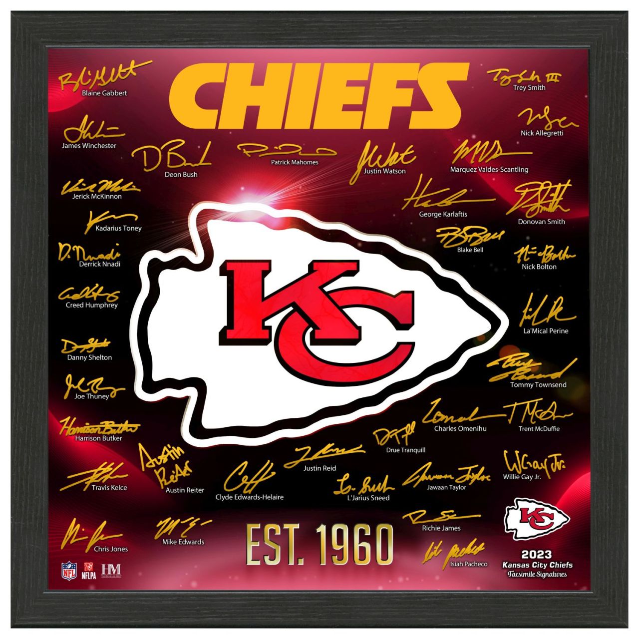 Kansas City Chiefs NFL Signature Logo Bild 33x33cm von Highland Mint