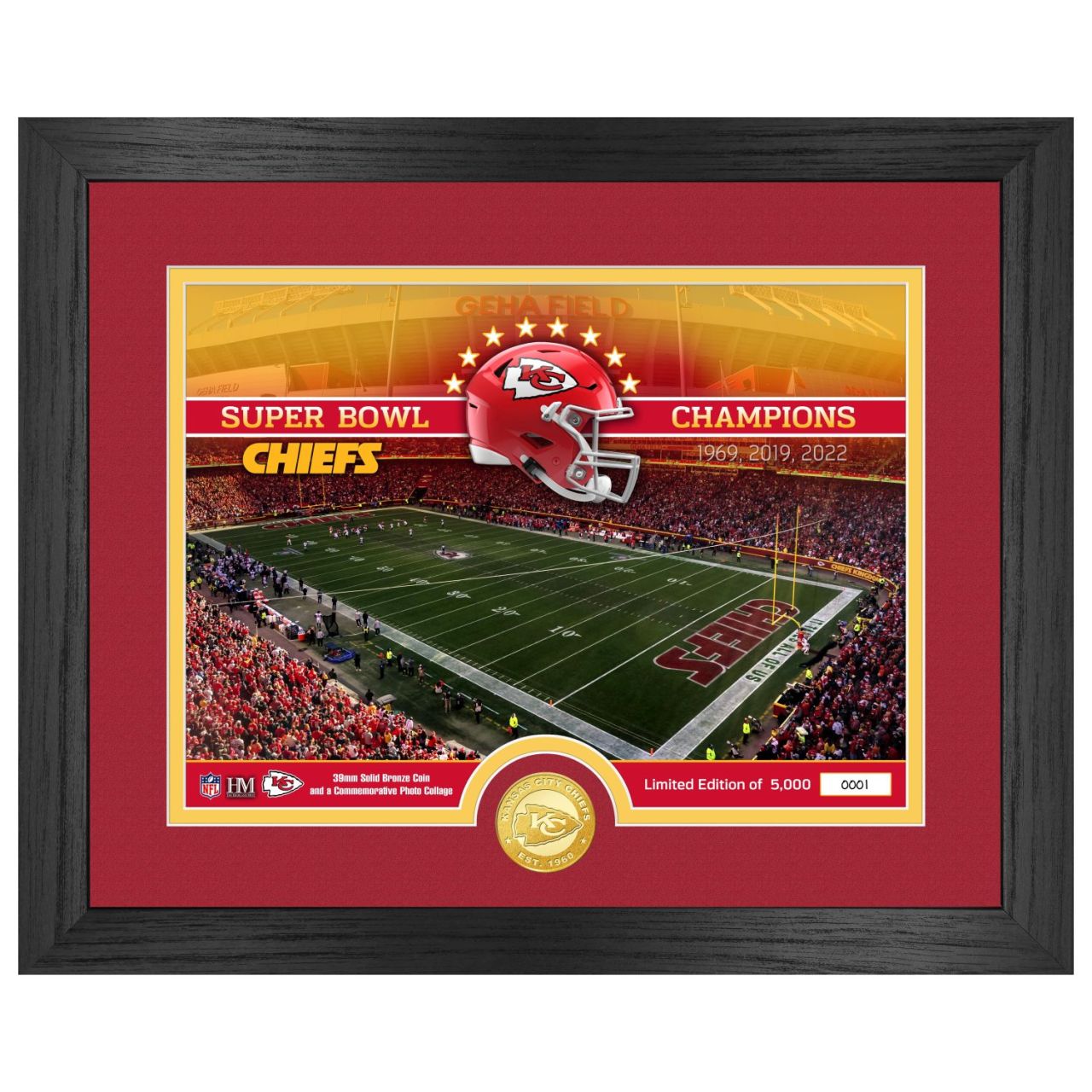 Kansas City Chiefs NFL Stadion Golden Coin Bild 40x33cm von Highland Mint