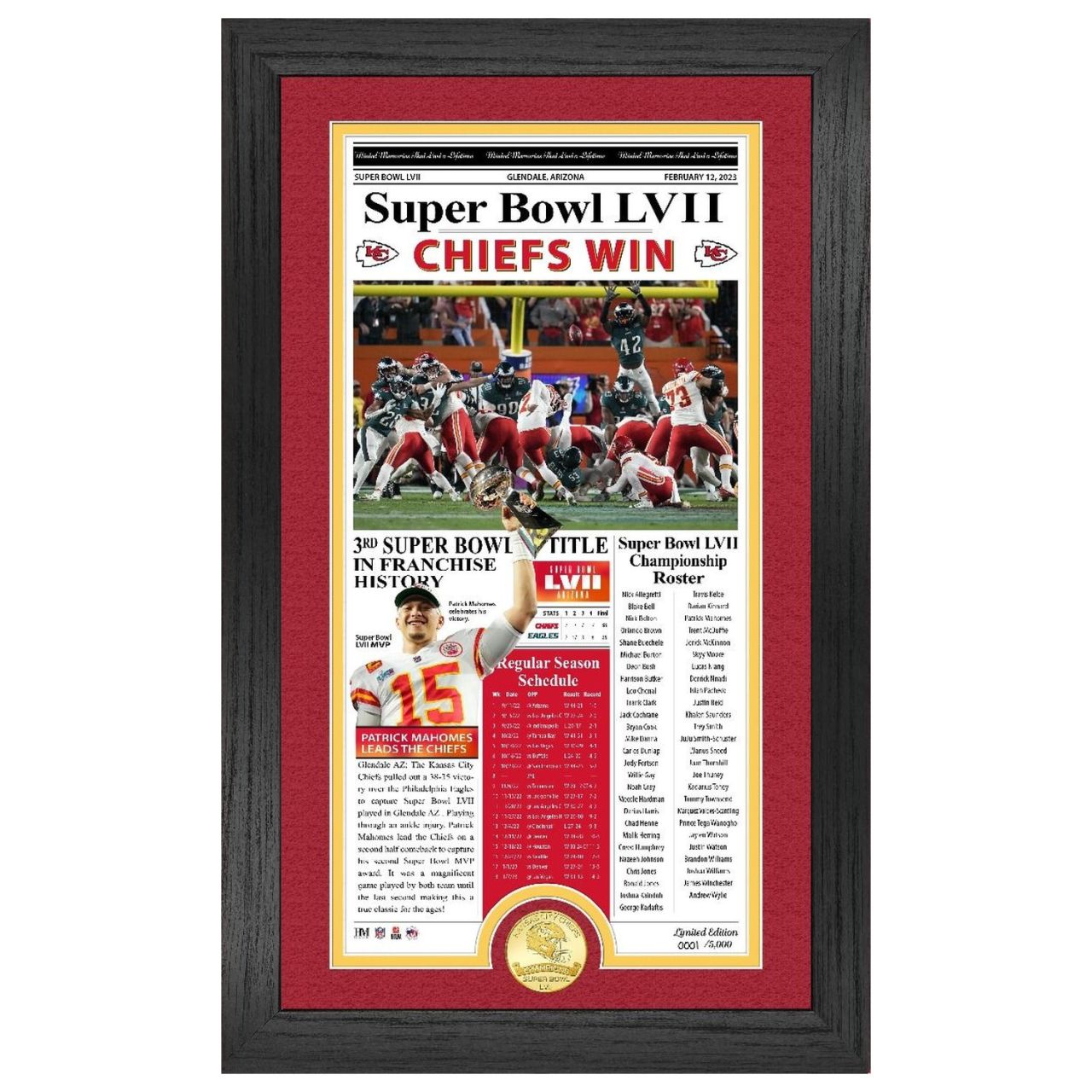 Kansas City Chiefs Super Bowl LVII Front Page Coin Bild von Highland Mint