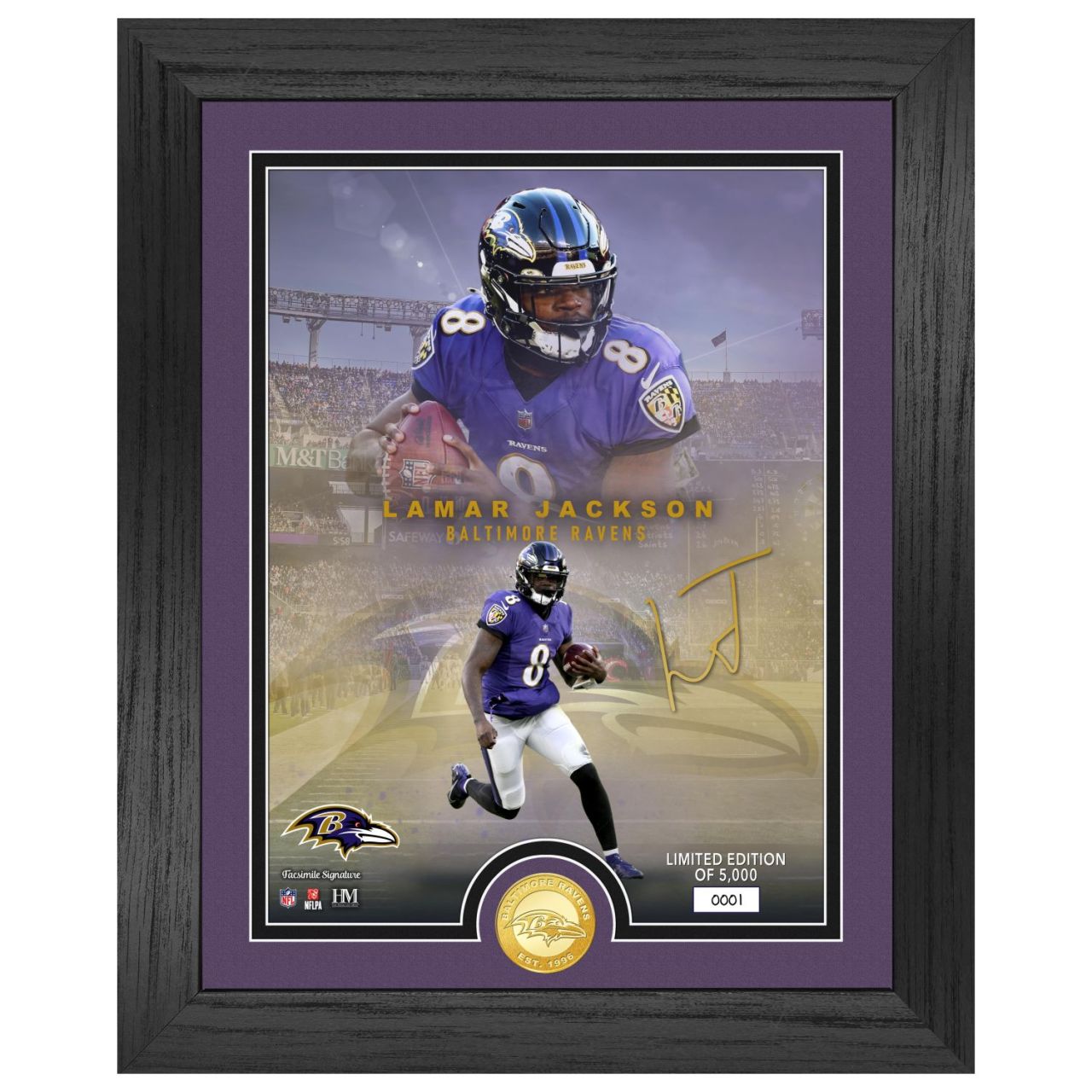 Lamar Jackson Baltimore Ravens NFL Signature Coin Bild von Highland Mint
