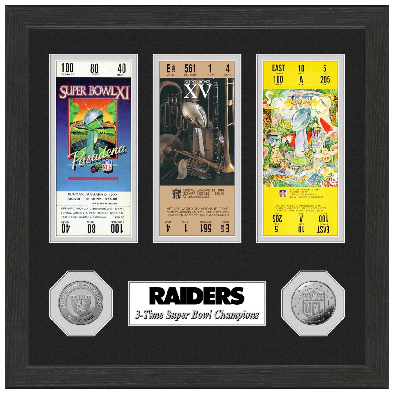 Las Vegas Raiders Super Bowl Championship Ticket Coin Bild von Highland Mint