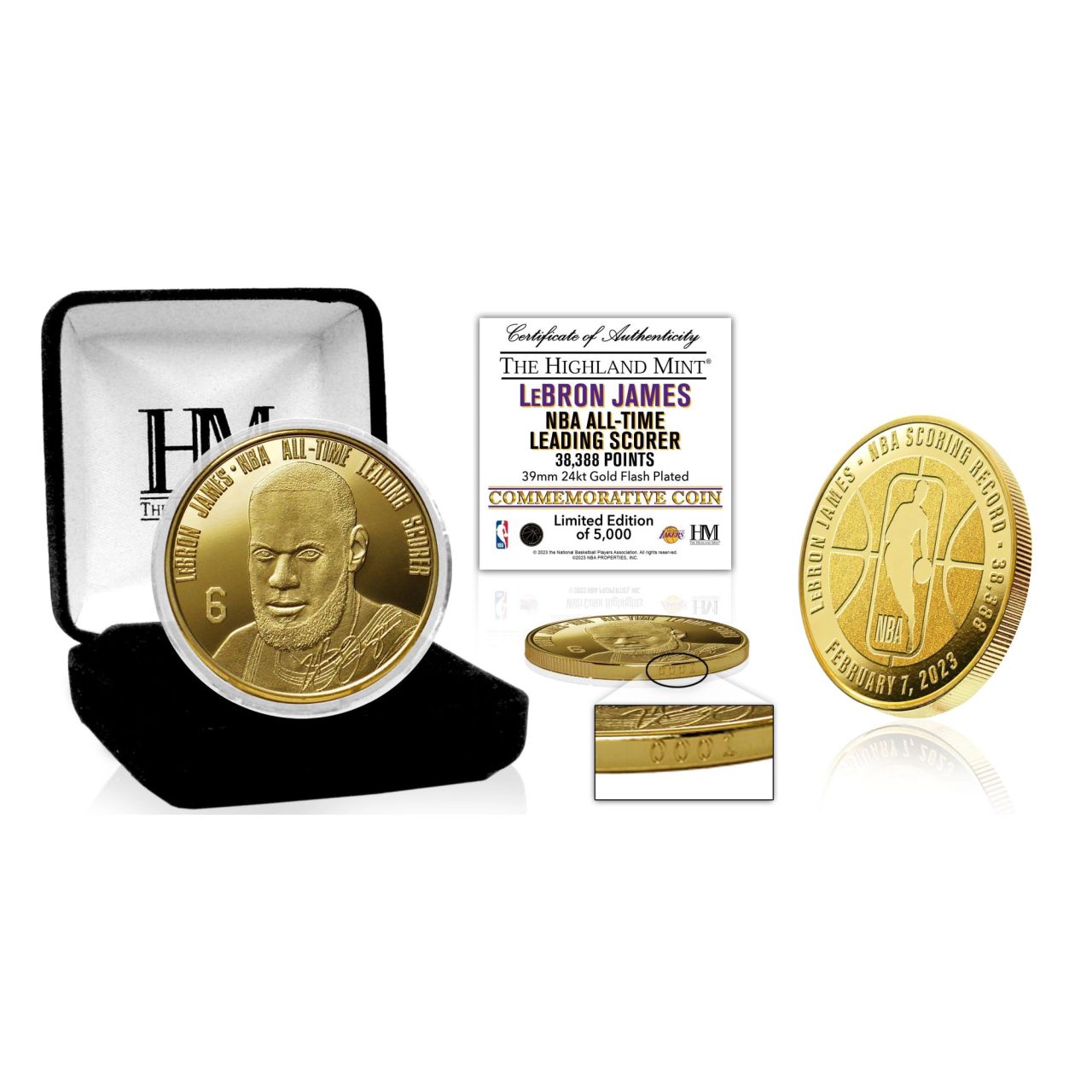 LeBron James Los Angeles Lakers All-Time Leading Scorer Coin von Highland Mint