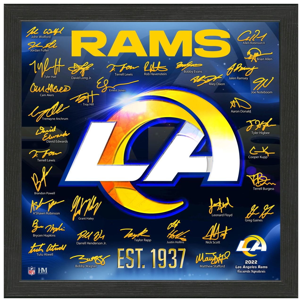 Los Angeles Rams NFL Signature Logo Bild 33x33cm von Highland Mint