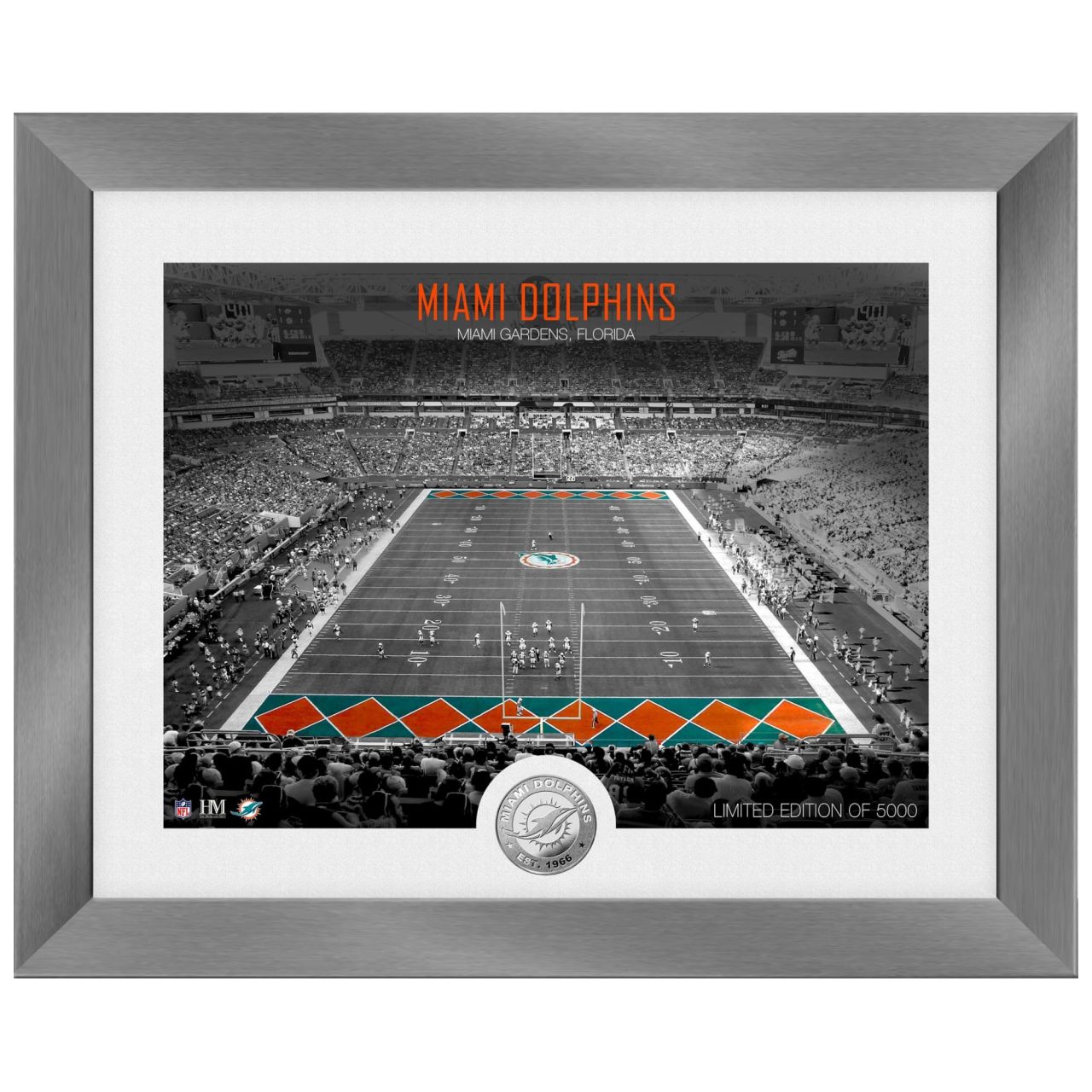 Miami Dolphins NFL Stadion Silber Coin Bild 40x33cm von Highland Mint