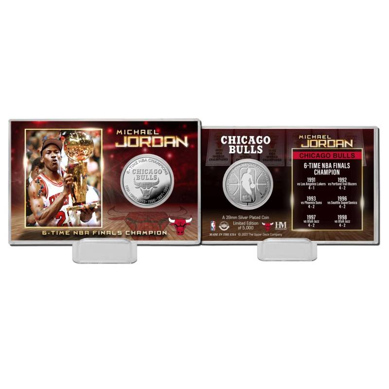 Michael Jordan Chicago Bulls NBA Champion Silver Coin Card von Highland Mint